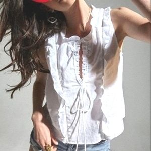 Mcguire denim white linen top